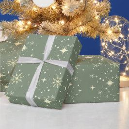 水彩金ゴールド雪片きらびやかなギフト ラッピングペーパー