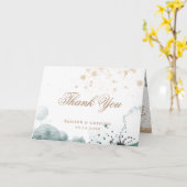 水彩金ゴールド |折り畳み写真サンキューカード カード (黄色い花)