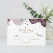 水彩金ゴールド | RSVP応答カード 出欠カード (スタンド正面)