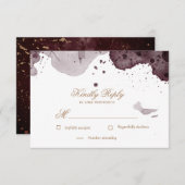 水彩金ゴールド | RSVP応答カード 出欠カード (正面/裏面)