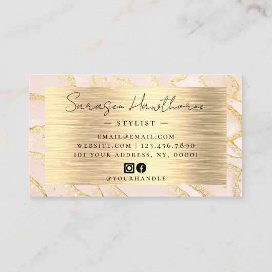 水彩金フェイク箔ブラシ付き金属グリッター 名刺 (裏面)