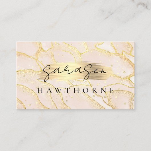 水彩金フェイク箔ブラシ付き金属グリッター 名刺 (正面)