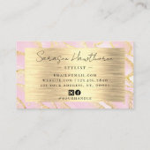 水彩金フェイク箔ブラシ付き金属ピンク 名刺 (裏面)