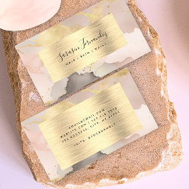 水彩金フェイク箔ブラック赤面ピンクエレガント 名刺