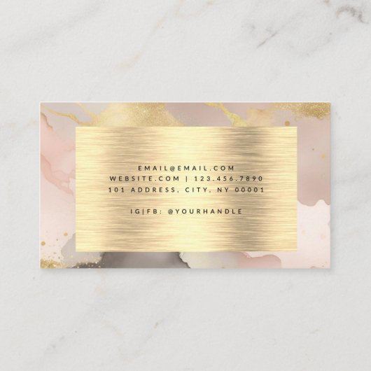水彩金フェイク箔ブラック赤面ピンクエレガント 名刺 (裏面)