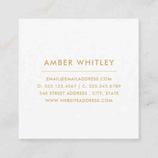 水彩金フェイク箔円 |ティール（緑がかった色）紫 スクエア名刺 (裏面)