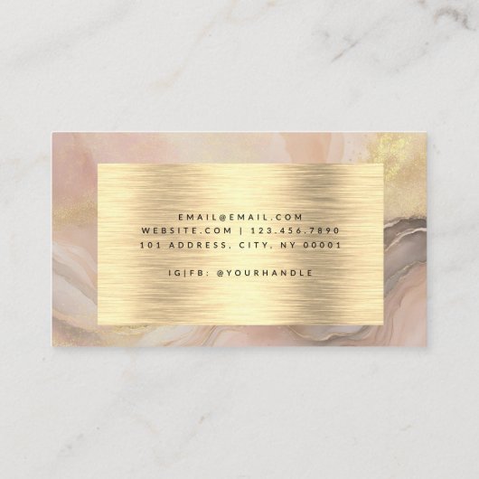 水彩金フェイク箔赤面ピンクエレガント 名刺 (裏面)