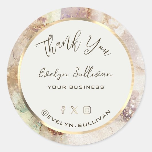 水彩金箔お礼エレガントのクラシック ラウンドシール (正面)