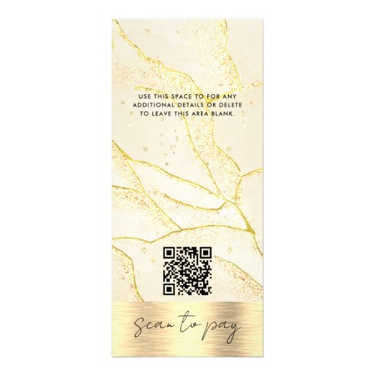 水彩金箔の価格リストをスキャンしてQRを支払う ラックカード (裏面)