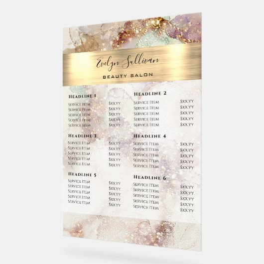 水彩金箔の価格表 アクリルサイン (傾斜)