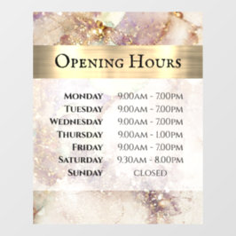 水彩金箔の開店時間ウィンドウにしがみつく ウィンドウサイン