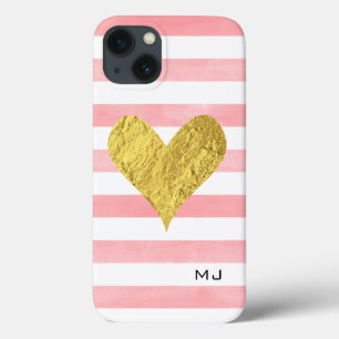 水彩金箔ハート iPhone 13ケース