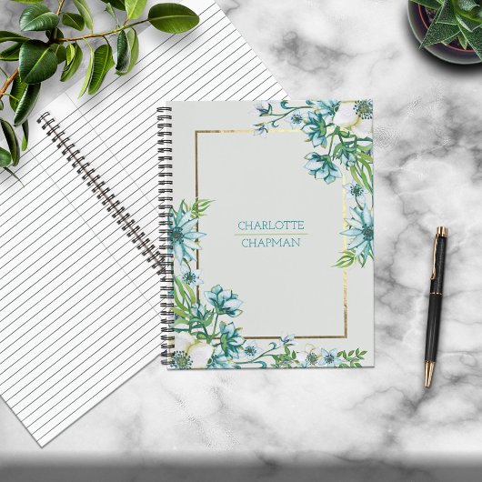 水彩金箔フレームパーソナライズされた ノートブック