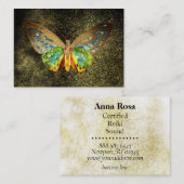 **水彩金箔金ゴールド蝶グリッターブラック 名刺 (正面/裏面)