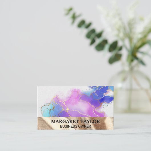 水彩金箔 |金ゴールドファブリックの名刺 名刺 (スタンド正面)