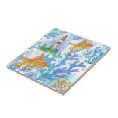 水彩金魚と珊瑚 タイル (側面)