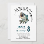 水彩釣り糸の楽しいフィッシングバースデー 招待状 (正面)