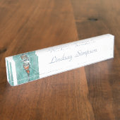 水彩釣り鳥自然アート デスクネームプレート (側面)