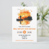 水彩釣り・山・湖の誕生日パーティー 招待状 (スタンド正面)