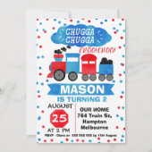 水彩鉄道の誕生日パーティー招待状 招待状 (正面)
