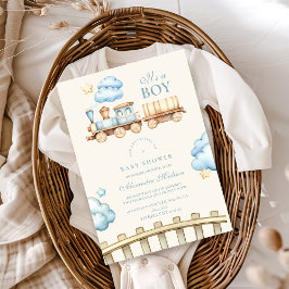 水彩鉄道ベイビーシャワー 招待状