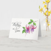 水彩鉛筆で描いたフューシャの花を思いながら カード (黄色い花)