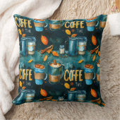 水彩鉛筆インクコーヒーカップ,ポット,シナモン, クッション (ブランケット)