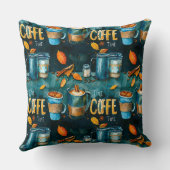 水彩鉛筆インクコーヒーカップ,ポット,シナモン, クッション (裏面)