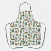 水彩鉢植えと花 エプロン (正面)