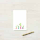 水彩鉢植えサボテン植物に関する注意 ポストイット (デスク上)