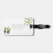 水彩鉢植えサボテン | Chicモノグラム ラゲッジタグ (裏面横)