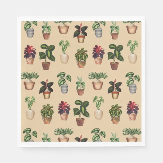 水彩鉢植えテラコッタポットパターン スタンダードランチョンナプキン (正面)