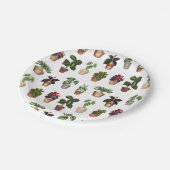 水彩鉢植えテラコッタポットパターン ペーパープレート (アングル)