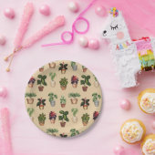 水彩鉢植えテラコッタポットパターン ペーパープレート (パーティー)