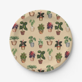 水彩鉢植えテラコッタポットパターン ペーパープレート