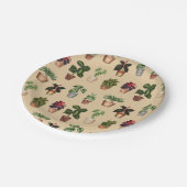 水彩鉢植えテラコッタポットパターン ペーパープレート (アングル)