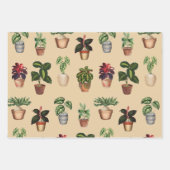 水彩鉢植えテラコッタポットパターン ラッピングペーパーシート (正面)