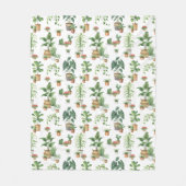 水彩鉢植えパターン フリースブランケット (正面)