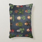 水彩鉢植えパタ素朴ーン黒 アクセントクッション (正面(垂直))