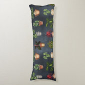 水彩鉢植えパタ素朴ーン黒 ボディピロー (正面縦)