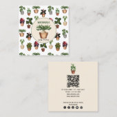 水彩鉢植えホームステージングQRコード スクエア名刺 (正面/裏面)