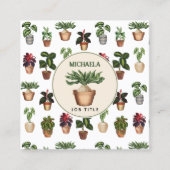 水彩鉢植えホームステージングQRコード スクエア名刺 (正面)