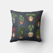 水彩鉢植えモノグラム素朴ブラック クッション (裏面)