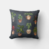 水彩鉢植えモノグラム素朴ブラック クッション (正面)