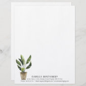 水彩鉢植えレターヘッドパーソナライズされた レターヘッド (正面/裏面)