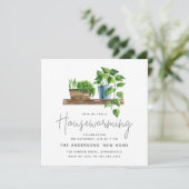 水彩鉢植え植物の新築パーティー 招待状 (スタンド正面)