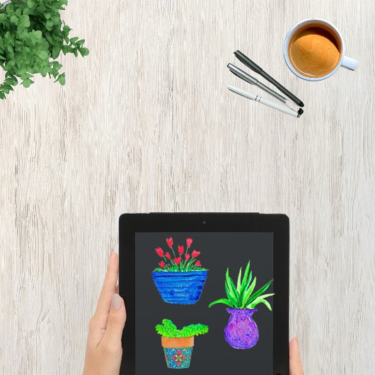 水彩鉢植え植物植物パック シール