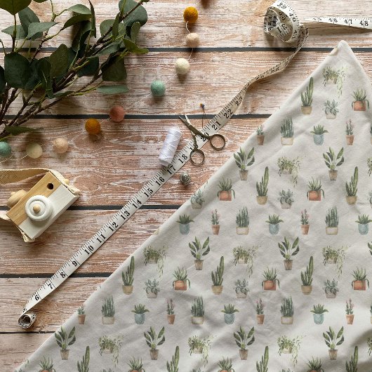 水彩鉢植え模様織物 ファブリック