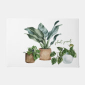 水彩鉢植え「植物の親」引用文 ドアマット (正面)