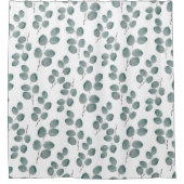 水彩銀ドルユーカリ葉パターン シャワーカーテン (正面)